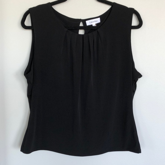 Calvin Klein Pleat Neck Sleeveless Top - Picture 3 of 9